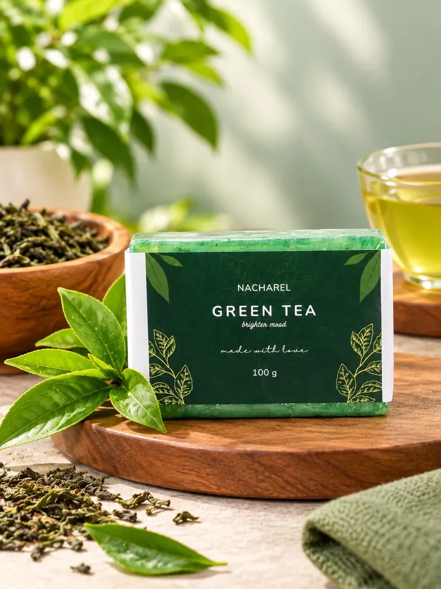 Nacharel Green Tea Soap with tea leaves