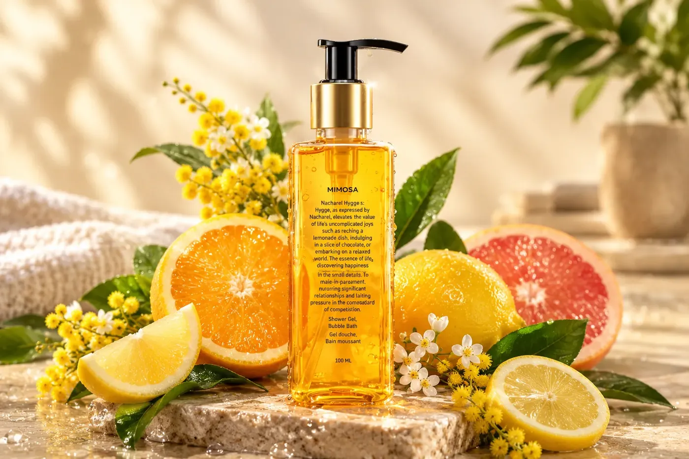 Mimosa body wash with citrus and flowers