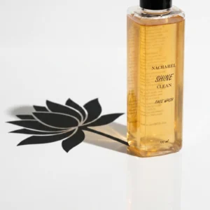 Shine Face Wash bottle by Nacharel — natural lemon and witch hazel cleanser for pollution defense.